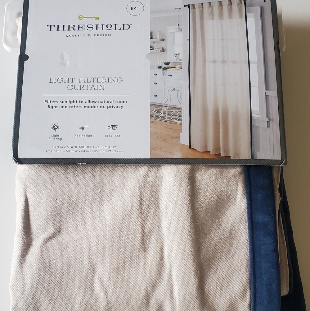 Light Filtering Curtain Panel-Velvet trim